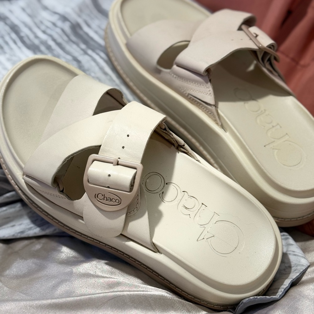Chaco Off-White Slide Sandals